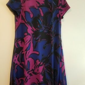 Navy dress with pink & purple flower design